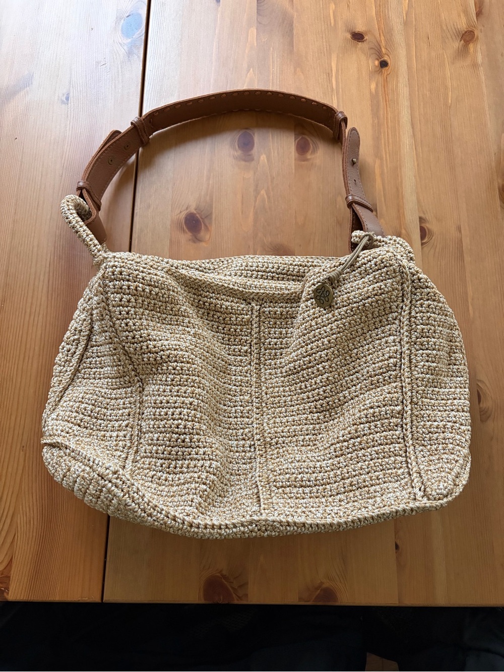 The Sak Los Feliz Bamboo Static Woven Shoulder Bag Adjustable Leather Strap - Picture 2 of 12